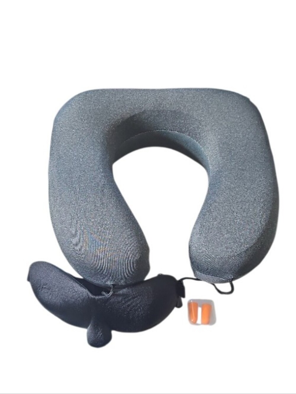 MLVOC Memory Foam Travel Pillow Set Black Neck Pillow Eye Mask Earplugs New